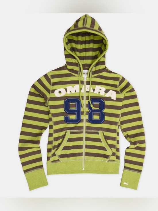 Omara Sweaters - Omara Essential Green Striped Hoodie